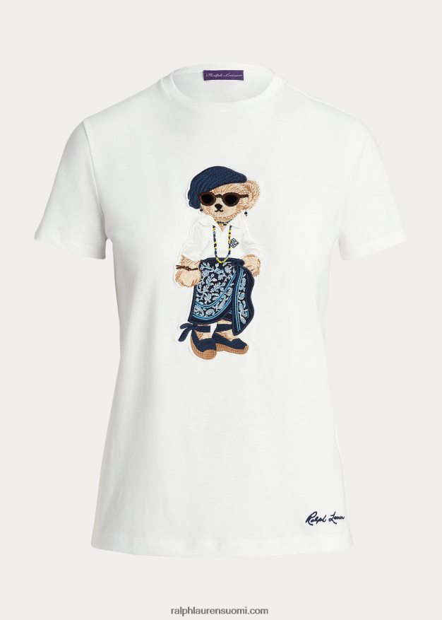 Ralph Lauren naiset sarong polo karhu puuvilla t-paita 0Z24ZR9323 valkoinen