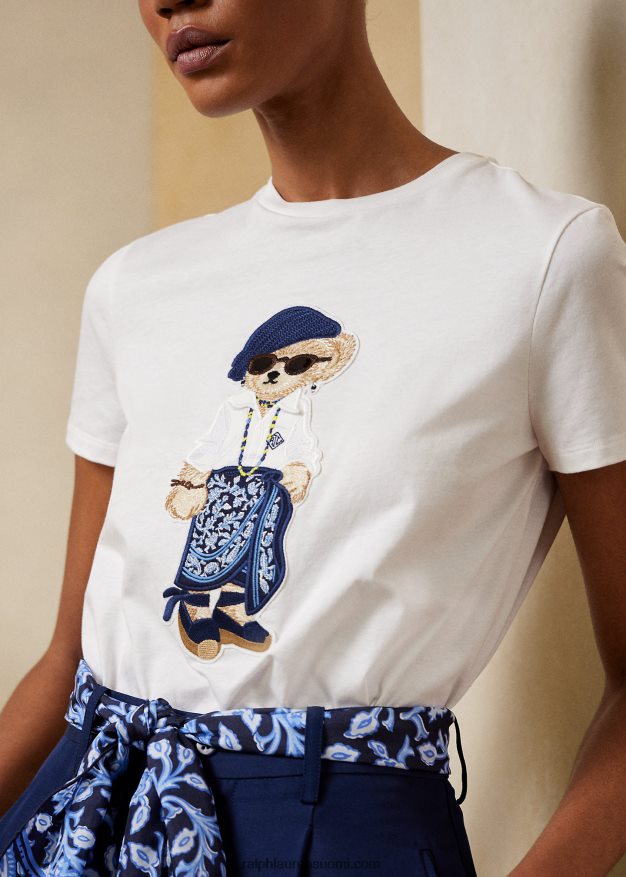 Ralph Lauren naiset sarong polo karhu puuvilla t-paita 0Z24ZR9323 valkoinen