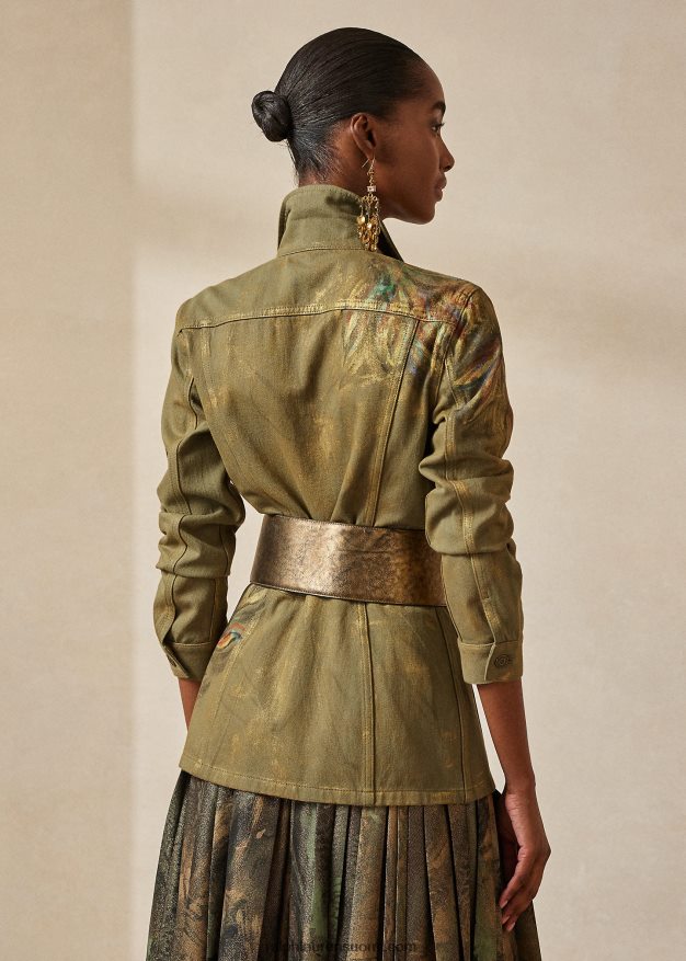 Ralph Lauren naiset bacall koristeltu farkkutakki 0Z24ZR3597 eksoottinen vihreä kukka