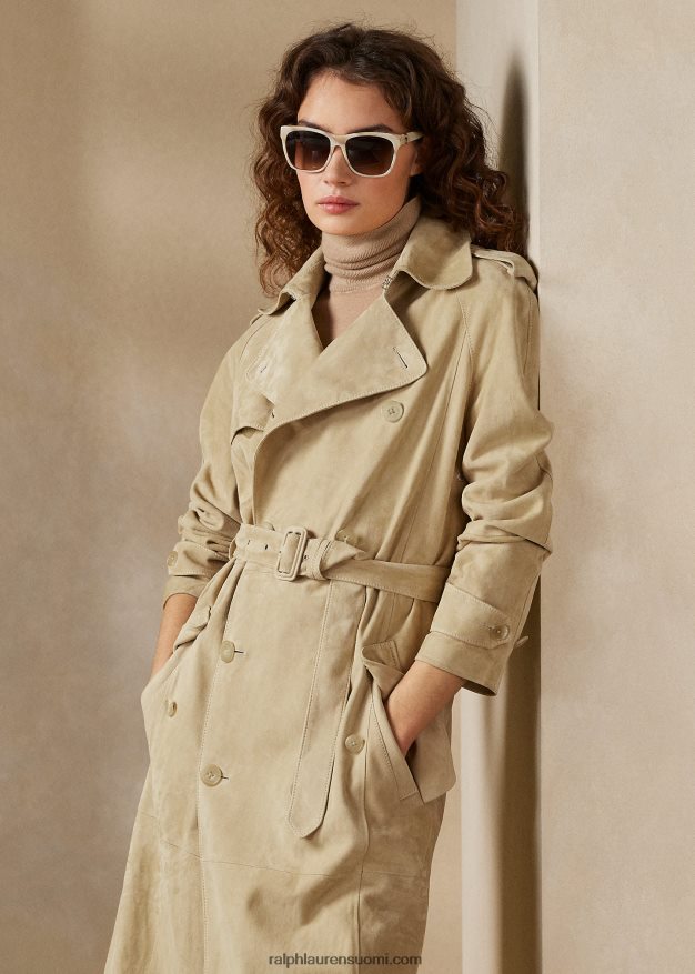 Ralph Lauren naiset baird lampaan-mokkanahka trenssitakki 0Z24ZR3558 vaalea hunaja