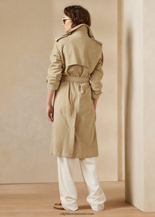 Ralph Lauren naiset baird lampaan-mokkanahka trenssitakki 0Z24ZR3558 vaalea hunaja