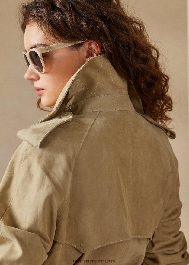 Ralph Lauren naiset baird lampaan-mokkanahka trenssitakki 0Z24ZR3558 vaalea hunaja