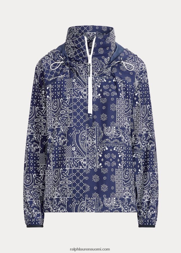 Ralph Lauren naiset bandanaprintti pakattava anorakki 0Z24ZR3111 laivasto huivi tilkkutäkki