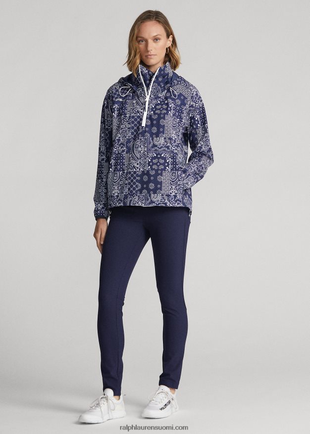 Ralph Lauren naiset bandanaprintti pakattava anorakki 0Z24ZR3111 laivasto huivi tilkkutäkki