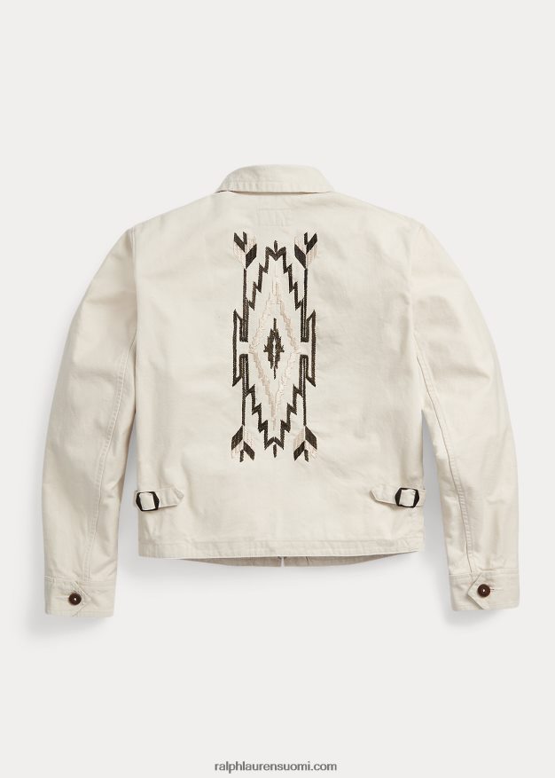 Ralph Lauren naiset brodeerattu slub-kudottu takki 0Z24ZR3614 tonaalinen kerma