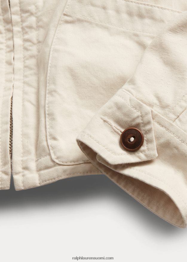 Ralph Lauren naiset brodeerattu slub-kudottu takki 0Z24ZR3614 tonaalinen kerma