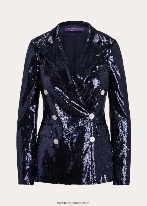 Ralph Lauren naiset camden paljetoitu takki 0Z24ZR3512 lux laivasto