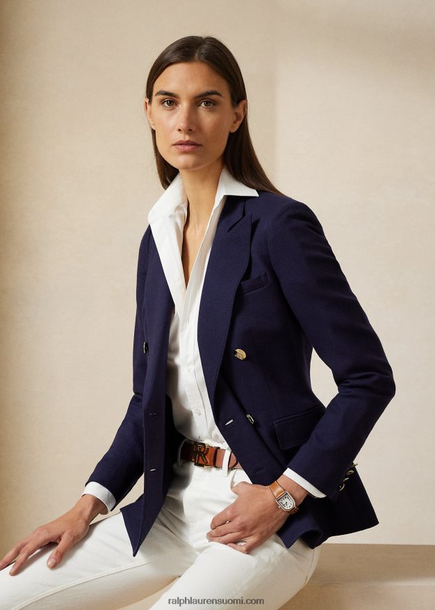 Ralph Lauren naiset camden-villasta valmistettu kreppitakki 0Z24ZR3460 laivasto