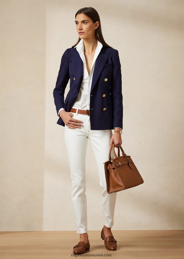 Ralph Lauren naiset camden-villasta valmistettu kreppitakki 0Z24ZR3460 laivasto