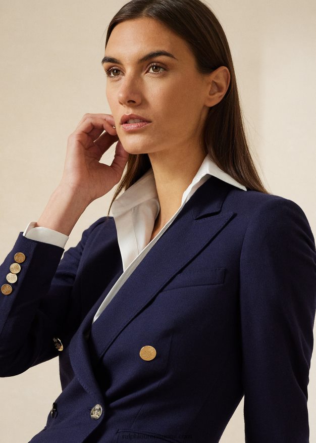 Ralph Lauren naiset camden-villasta valmistettu kreppitakki 0Z24ZR3460 laivasto