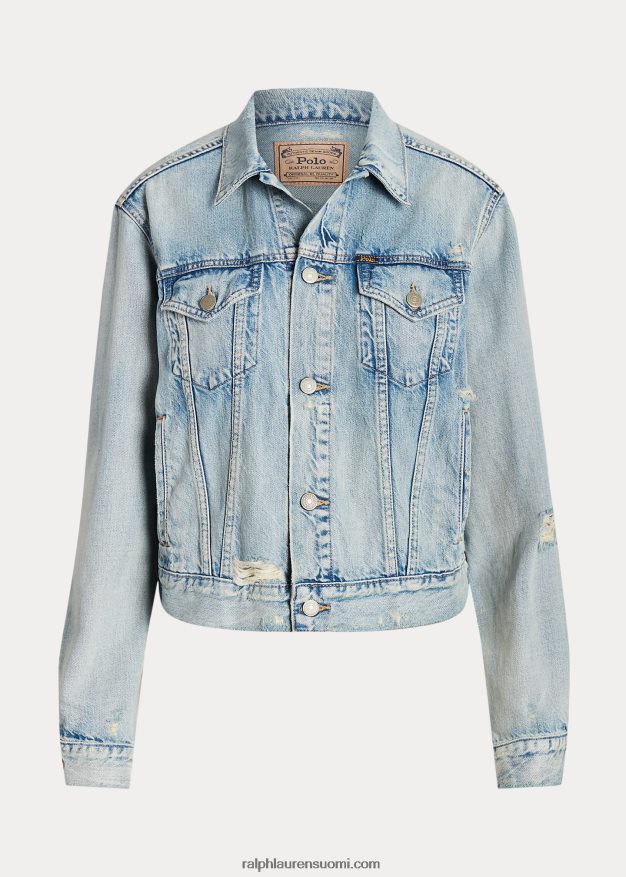 Ralph Lauren naiset denim kuorma-auton takki 0Z24ZR2981 cavin pesu