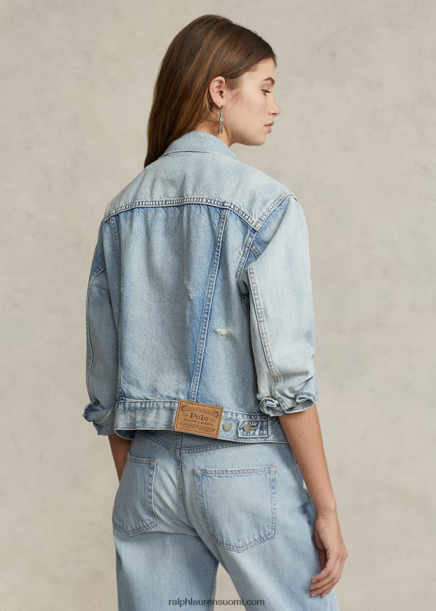 Ralph Lauren naiset denim kuorma-auton takki 0Z24ZR2981 cavin pesu