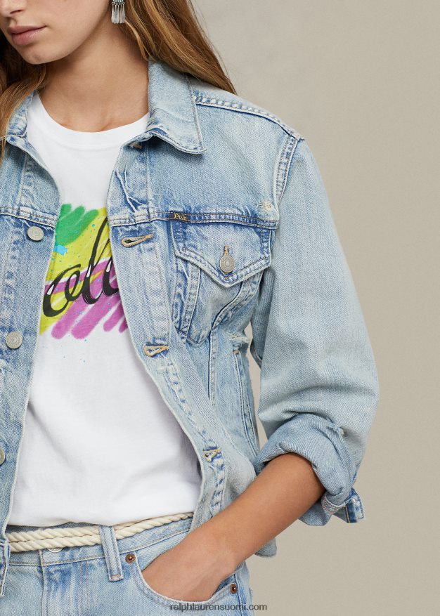 Ralph Lauren naiset denim kuorma-auton takki 0Z24ZR2981 cavin pesu