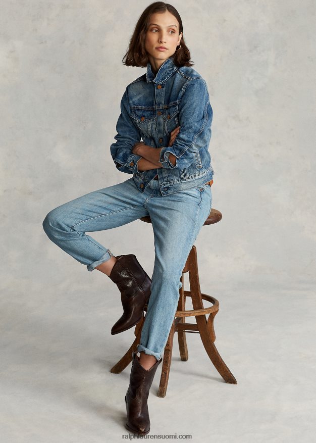 Ralph Lauren naiset denim kuorma-auton takki 0Z24ZR3278 tumma indigo