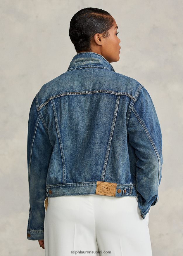 Ralph Lauren naiset denim kuorma-auton takki 0Z24ZR3278 tumma indigo
