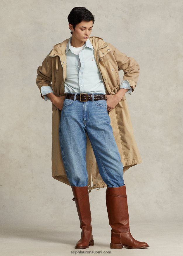 Ralph Lauren naiset hupullinen pitkä kenttätakki 0Z24ZR3229 monumentti tan