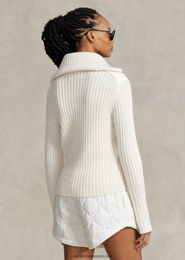 Ralph Lauren naiset hybridi suppilokaula-neuletakki 0Z24ZR3124 pergamentti kerma