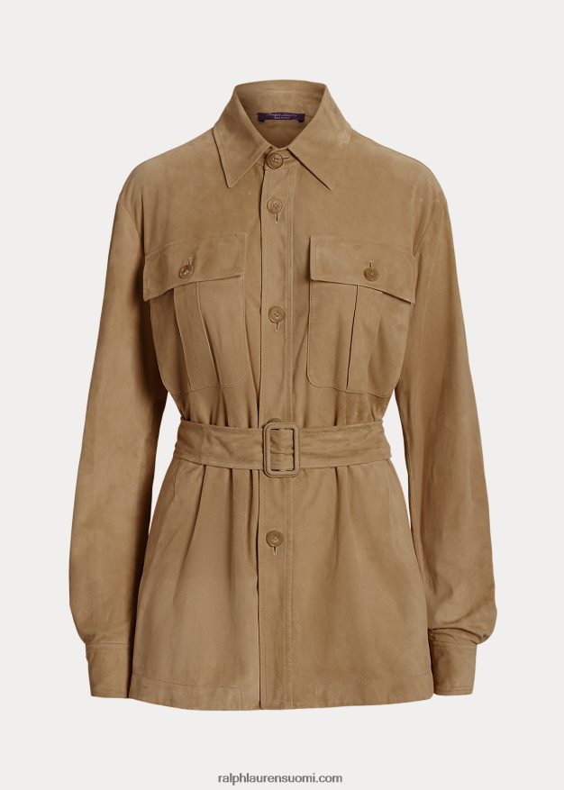 Ralph Lauren naiset isla lampaan-mokkanahka paitatakki 0Z24ZR9264 vaalea hunaja