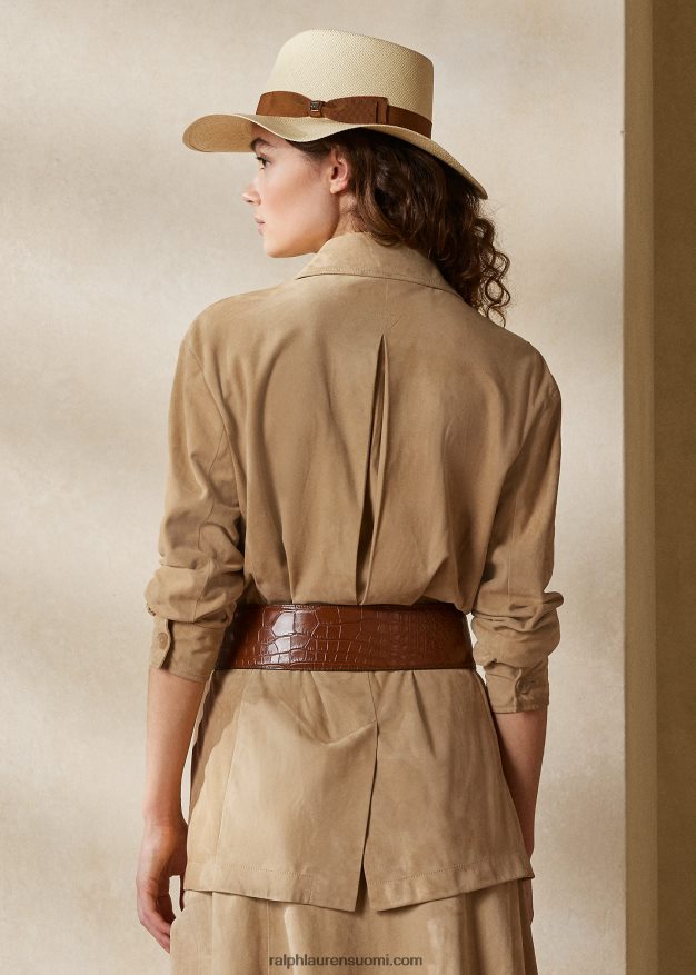 Ralph Lauren naiset isla lampaan-mokkanahka paitatakki 0Z24ZR9264 vaalea hunaja