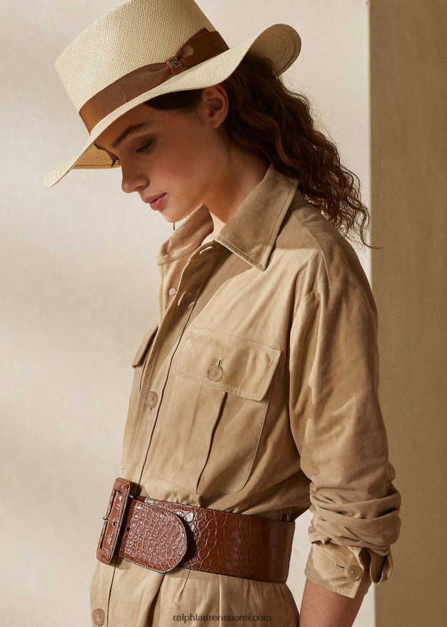 Ralph Lauren naiset isla lampaan-mokkanahka paitatakki 0Z24ZR9264 vaalea hunaja