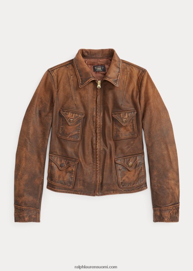 Ralph Lauren naiset istuva nahkatakki 0Z24ZR3650 ruskea