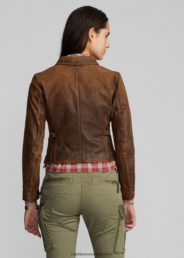 Ralph Lauren naiset istuva nahkatakki 0Z24ZR3650 ruskea