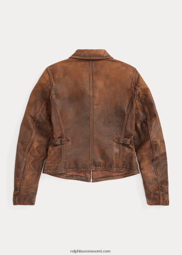 Ralph Lauren naiset istuva nahkatakki 0Z24ZR3650 ruskea