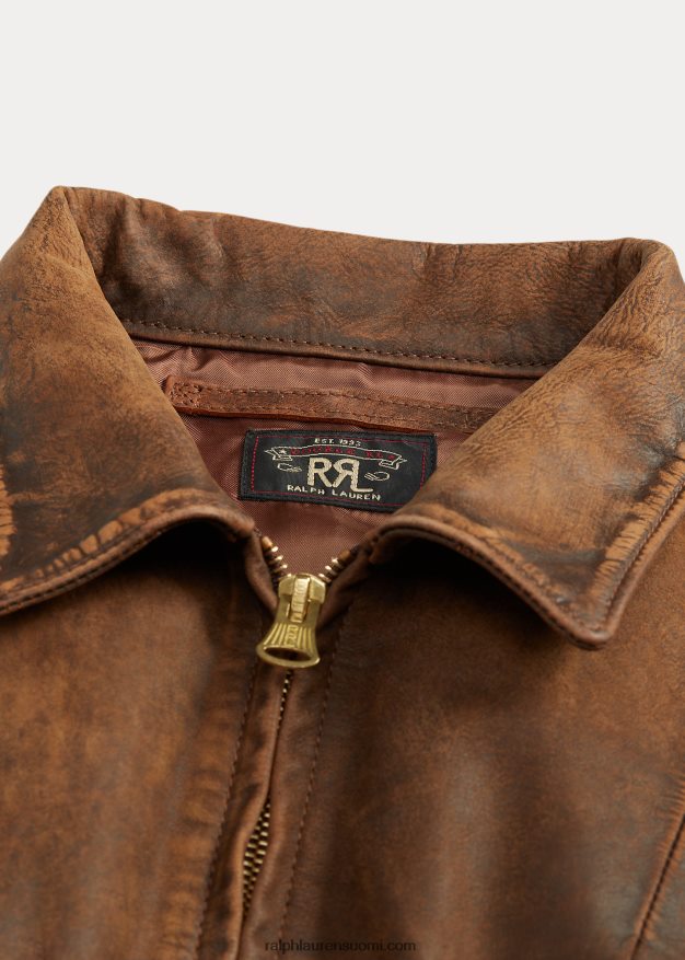 Ralph Lauren naiset istuva nahkatakki 0Z24ZR3650 ruskea