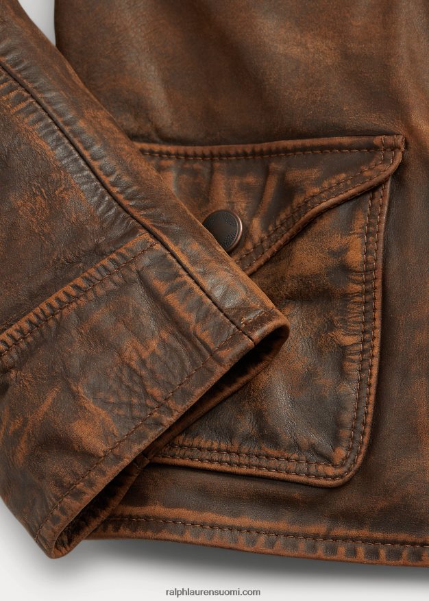 Ralph Lauren naiset istuva nahkatakki 0Z24ZR3650 ruskea