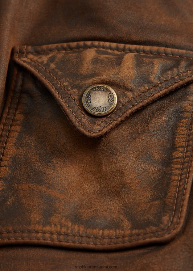 Ralph Lauren naiset istuva nahkatakki 0Z24ZR3650 ruskea