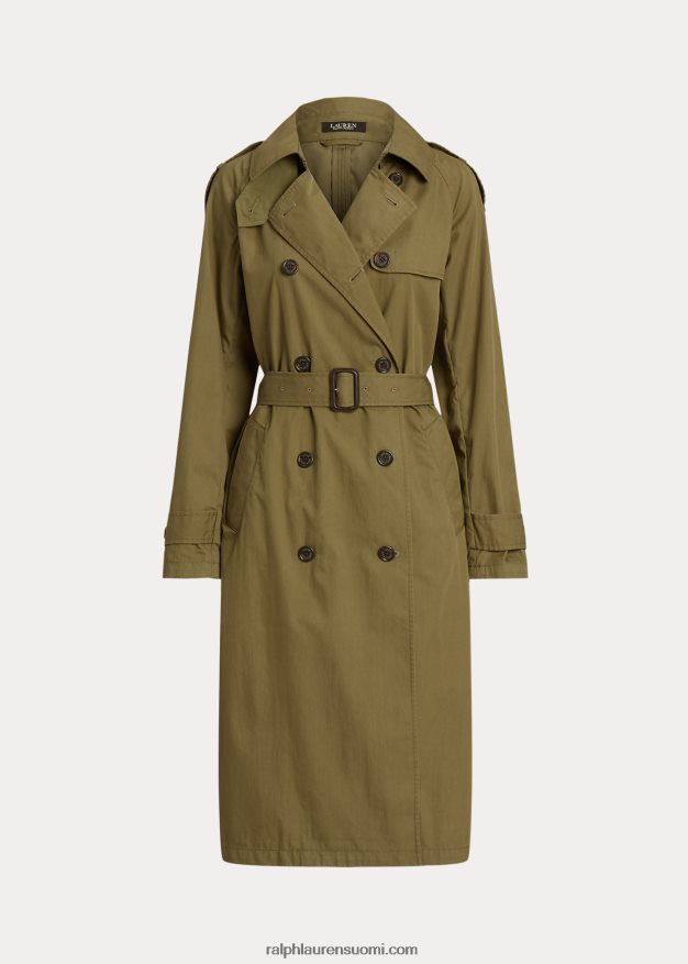 Ralph Lauren naiset kaksirivinen twill-trenssitakki 0Z24ZR3776 oliivi saniainen