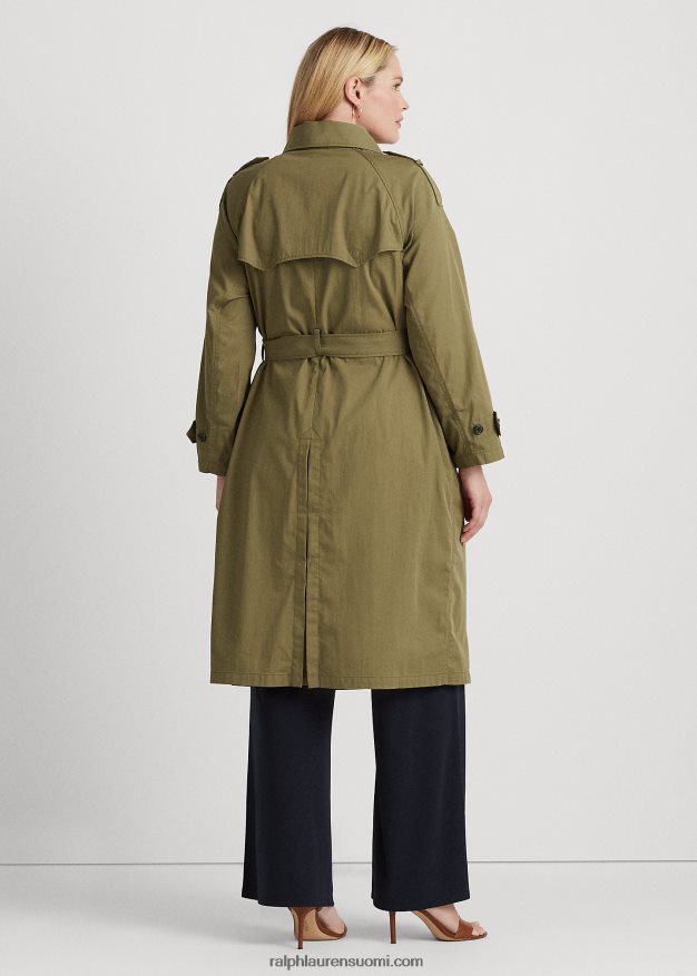 Ralph Lauren naiset kaksirivinen twill-trenssitakki 0Z24ZR4495 oliivi saniainen