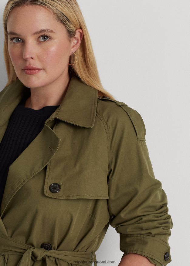 Ralph Lauren naiset kaksirivinen twill-trenssitakki 0Z24ZR4495 oliivi saniainen