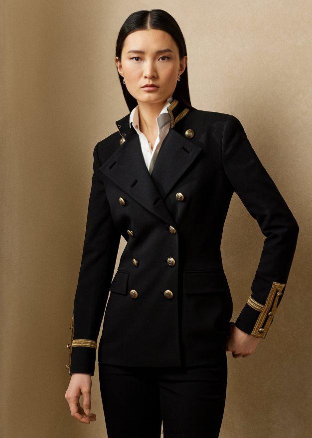 Ralph Lauren naiset kaksirivinen villainen kreppitakki 0Z24ZR9328 musta