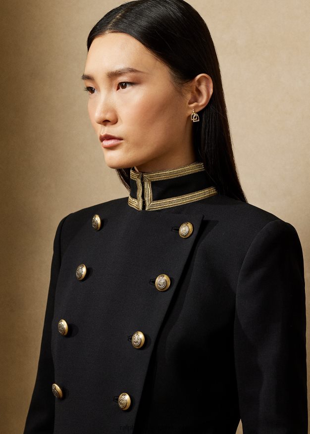 Ralph Lauren naiset kaksirivinen villainen kreppitakki 0Z24ZR9328 musta