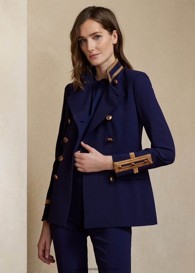 Ralph Lauren naiset kaksirivinen villainen kreppitakki 0Z24ZR9330 lux laivasto