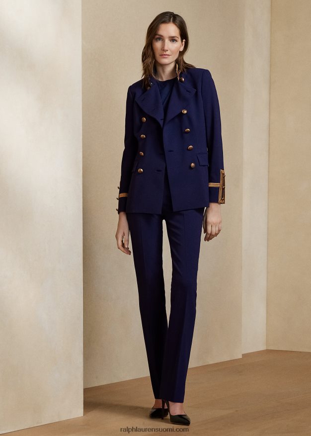 Ralph Lauren naiset kaksirivinen villainen kreppitakki 0Z24ZR9330 lux laivasto