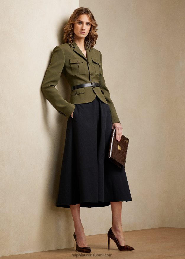 Ralph Lauren naiset kamille villa-silkkitakki 0Z24ZR9300 oliivi