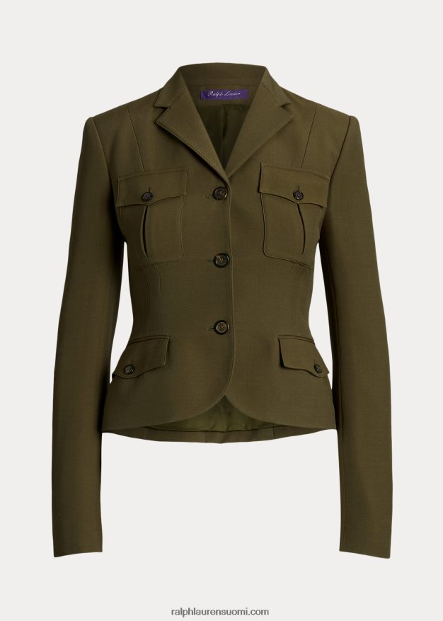 Ralph Lauren naiset kamille villa-silkkitakki 0Z24ZR9300 oliivi