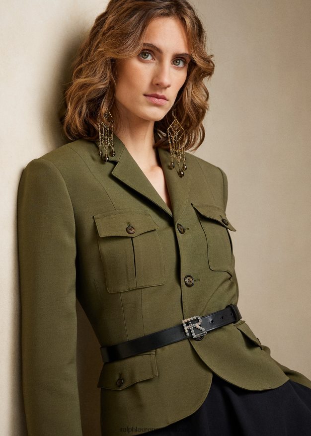 Ralph Lauren naiset kamille villa-silkkitakki 0Z24ZR9300 oliivi