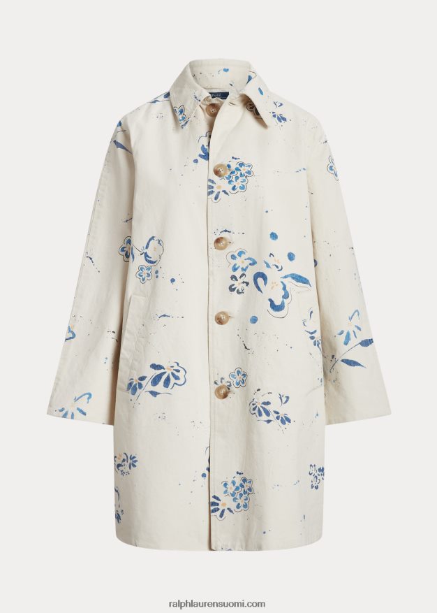 Ralph Lauren naiset kukka-aiheinen kangastakki 0Z24ZR3099 kannenpesuaine valkoinen