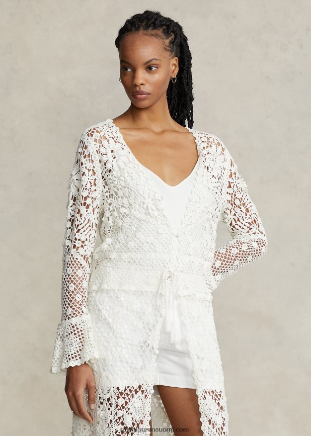 Ralph Lauren naiset kukkainen pitsillinen napillinen takki 0Z24ZR2980 valkoinen