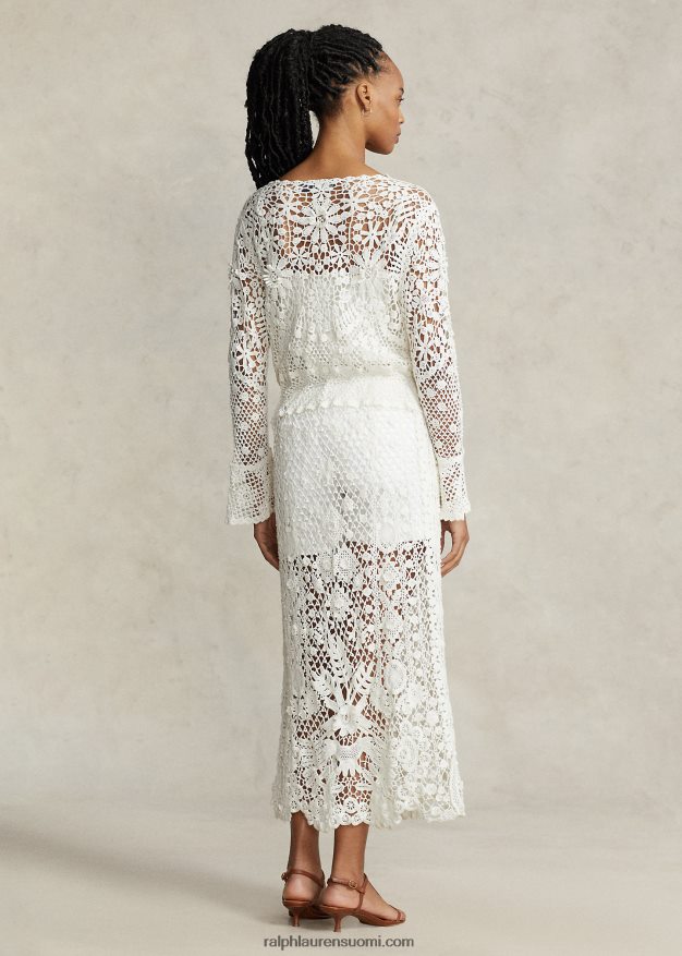 Ralph Lauren naiset kukkainen pitsillinen napillinen takki 0Z24ZR2980 valkoinen