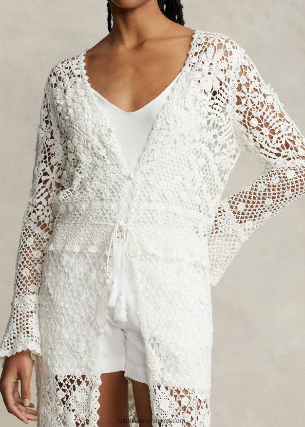 Ralph Lauren naiset kukkainen pitsillinen napillinen takki 0Z24ZR2980 valkoinen