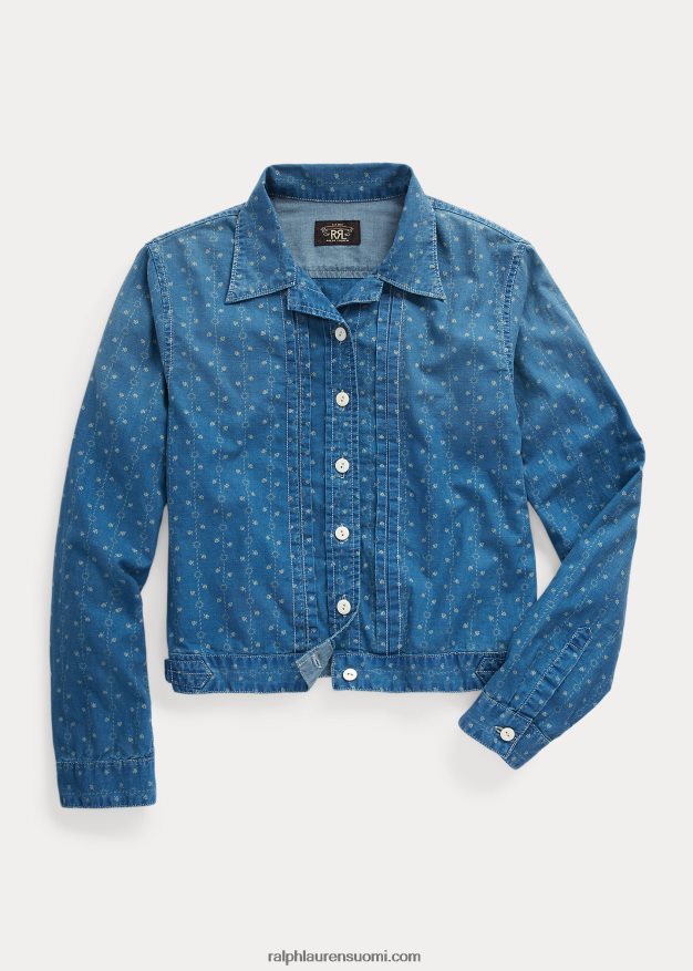 Ralph Lauren naiset kukkainen puuvilla-pellava paitatakki 0Z24ZR3636 indigo multi