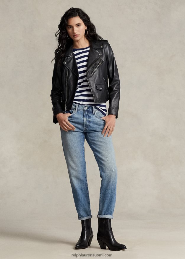 Ralph Lauren naiset lampaannahkainen mototakki 0Z24ZR2889 musta