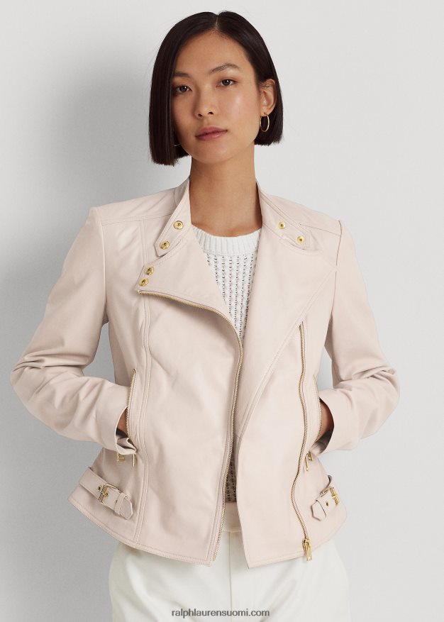 Ralph Lauren naiset lampaannahkainen mototakki 0Z24ZR3975 vaalea pinkki