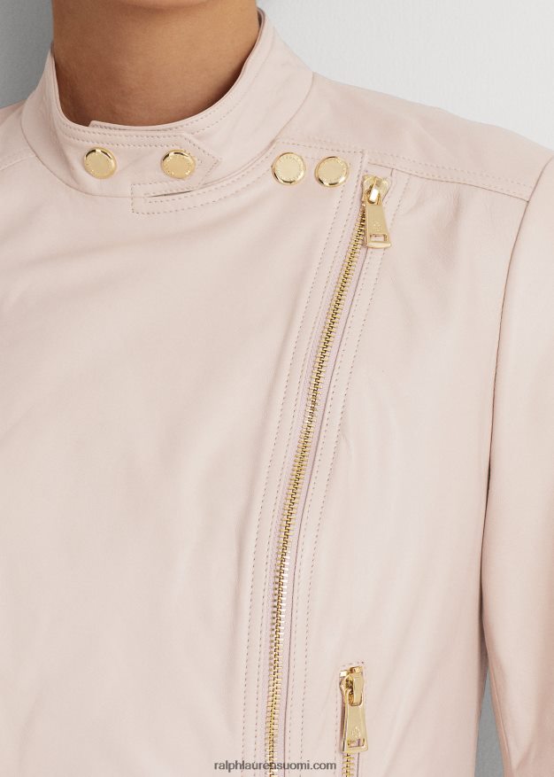 Ralph Lauren naiset lampaannahkainen mototakki 0Z24ZR3975 vaalea pinkki