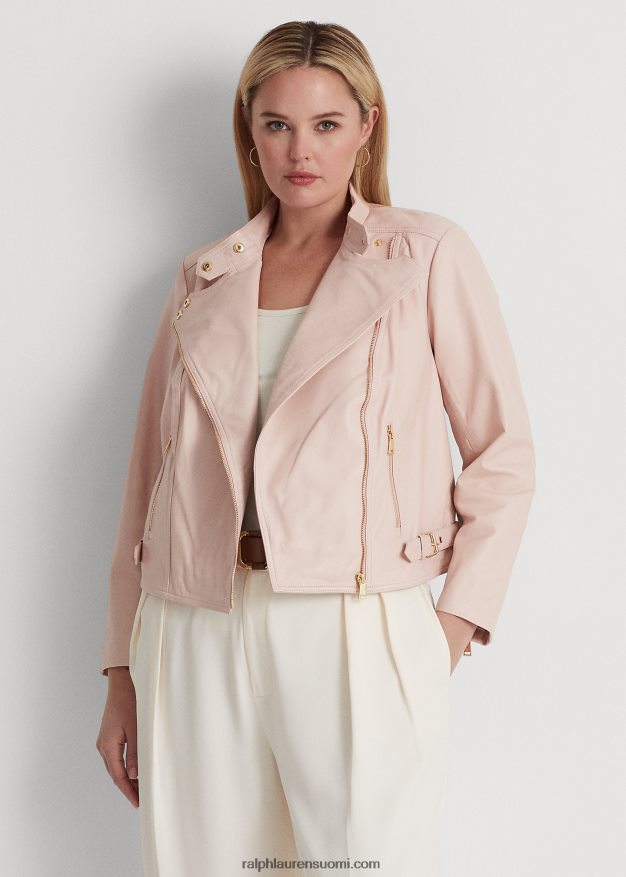 Ralph Lauren naiset lampaannahkainen mototakki 0Z24ZR4602 vaalea pinkki