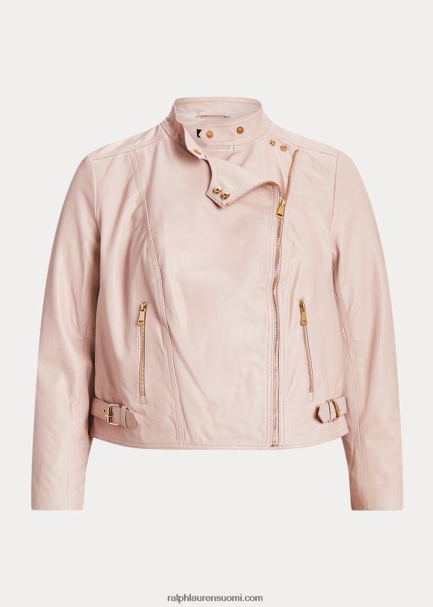 Ralph Lauren naiset lampaannahkainen mototakki 0Z24ZR4602 vaalea pinkki